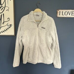 Columbia white zip up fluffy jacket